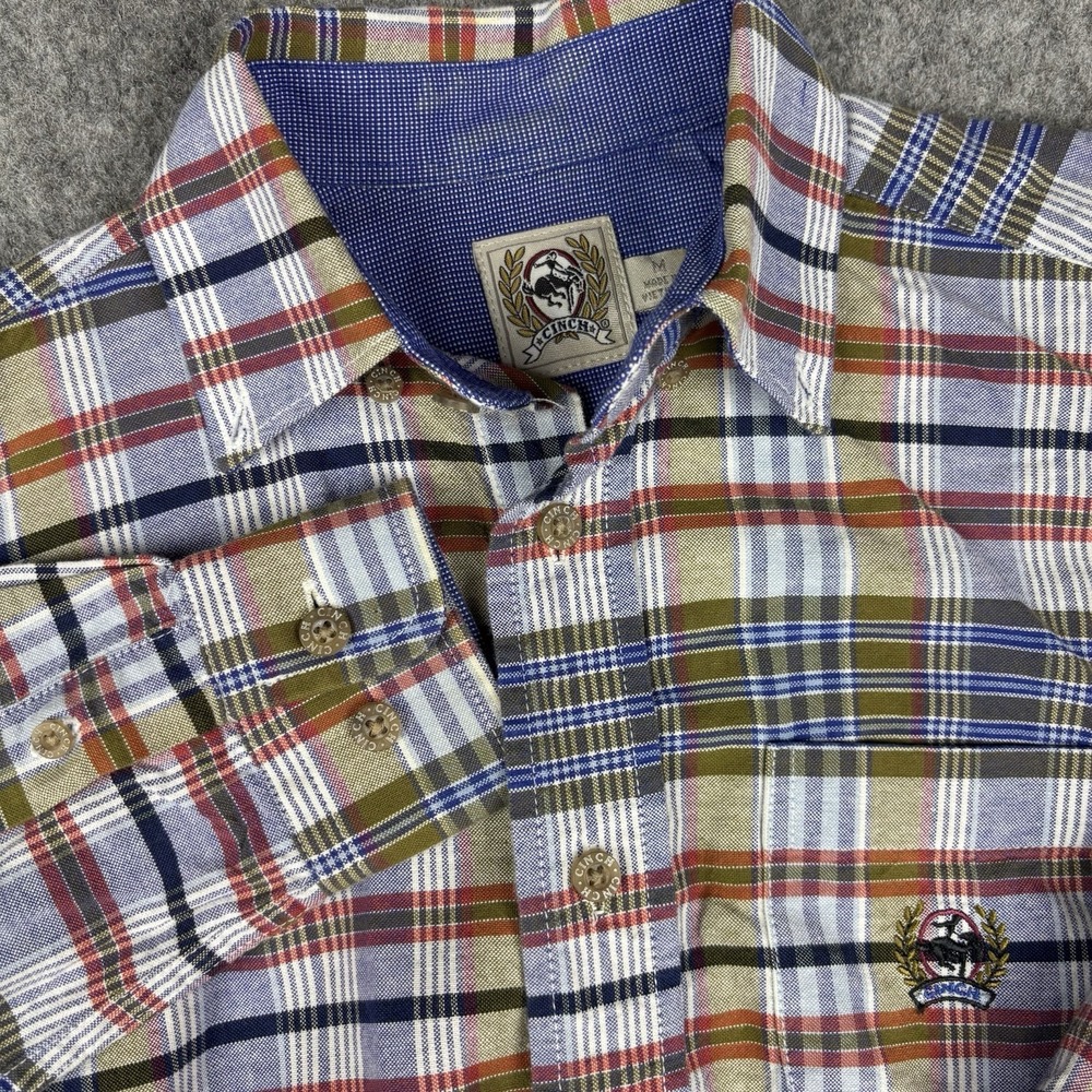 Cinch Western Shirt Boys Medium Plaid Long Sleeve Cowboy Rodeo Button Up Country